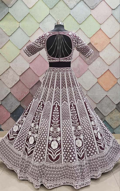 Pure Hand Work pink purple crop top Lehnga Choli