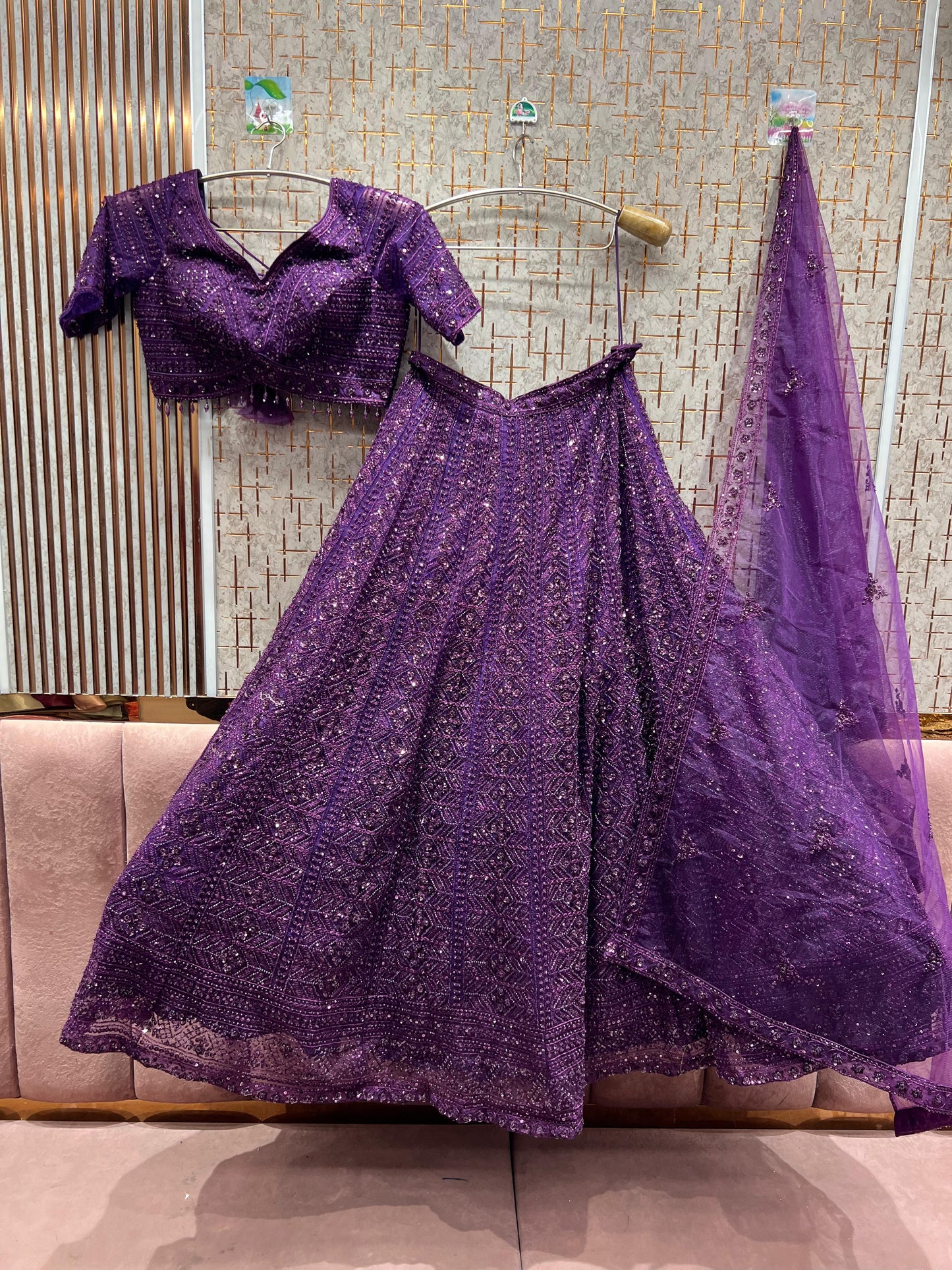 Khoobsurat Sky blue monotone Crop Top Lehenga