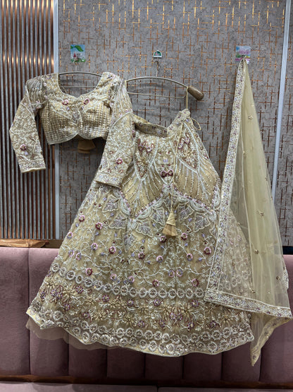 Embellished Sky blue crop top Lehenga