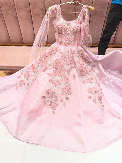 Awesome floral pink gown