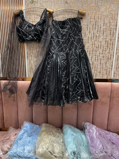 Charming black crop top Lehenga