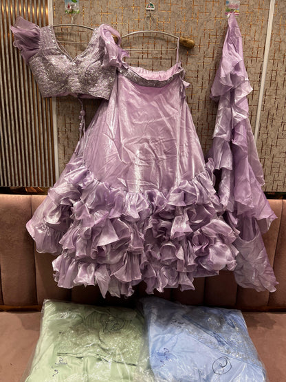 Pleasing pink crop top Lehenga