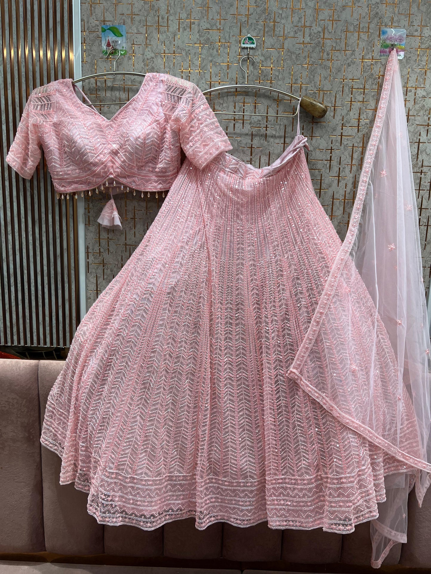 Awesome Sky blue on Blue monotone Crop Top Lehenga