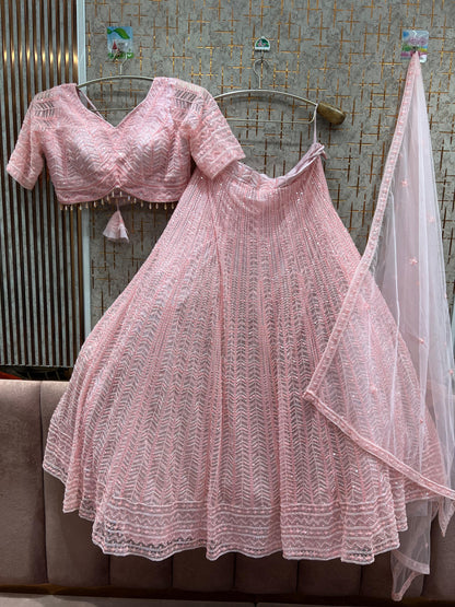 Awesome Sky blue on Blue monotone Crop Top Lehenga