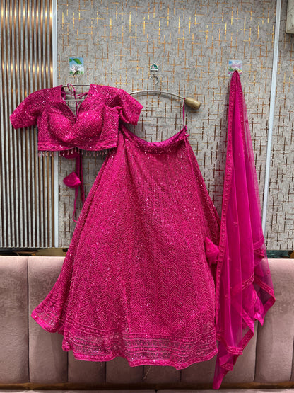 Awesome Sky blue on Blue monotone Crop Top Lehenga