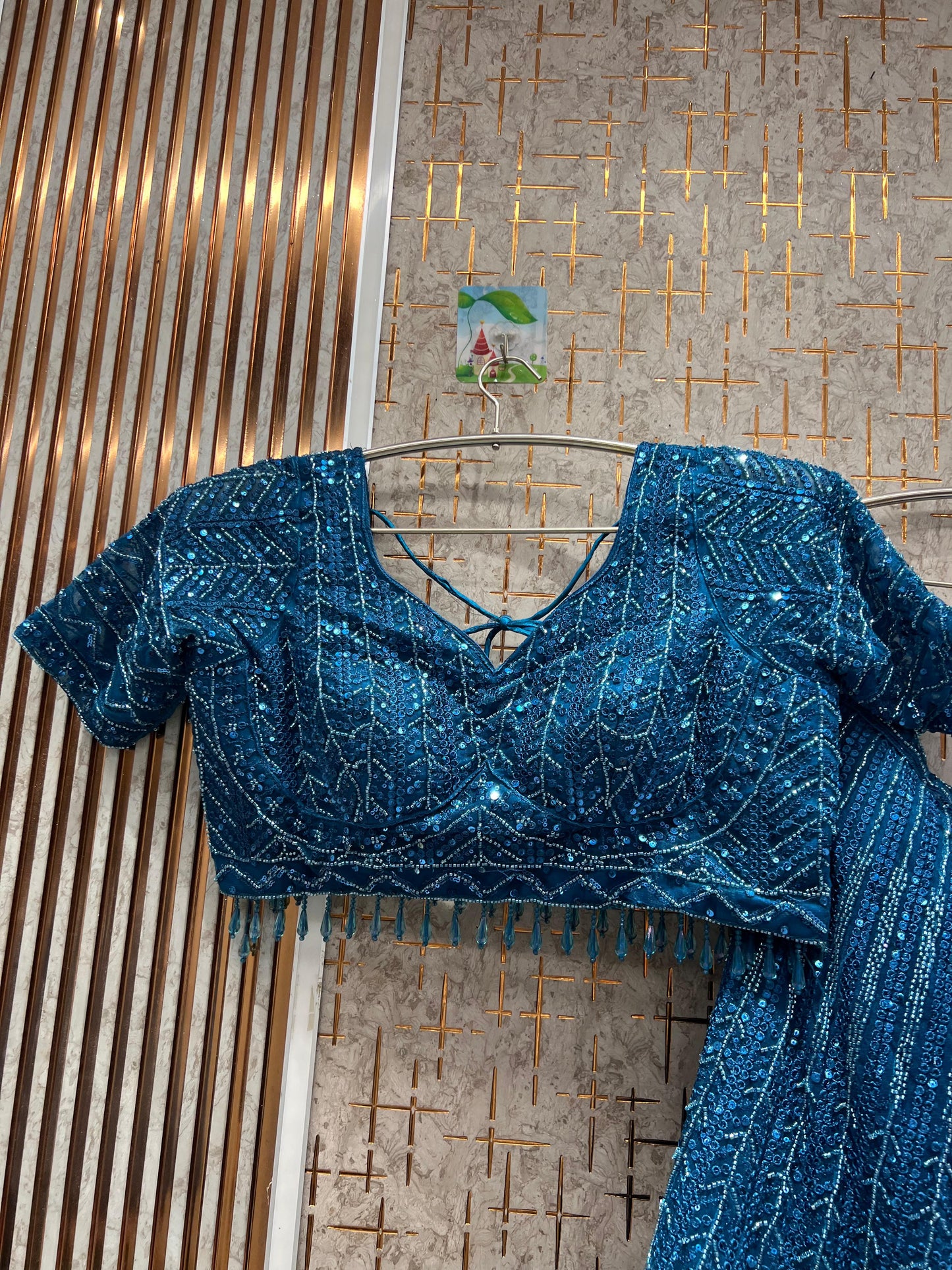 Awesome Sky blue on Blue monotone Crop Top Lehenga