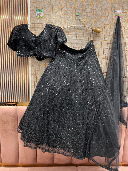 Awesome Sky blue on Blue monotone Crop Top Lehenga