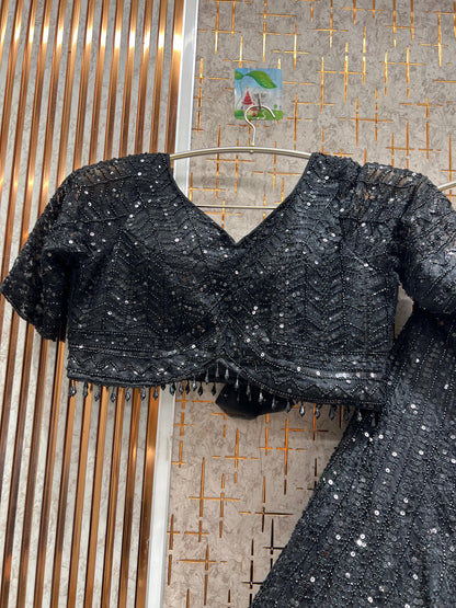 Awesome Sky blue on Blue monotone Crop Top Lehenga