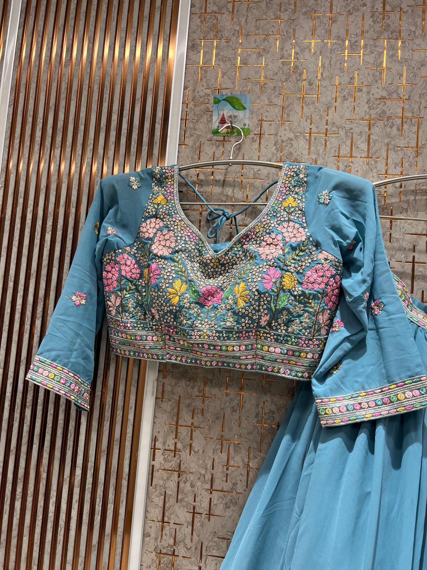 Engaging Sky blue Crop Top Lehenga