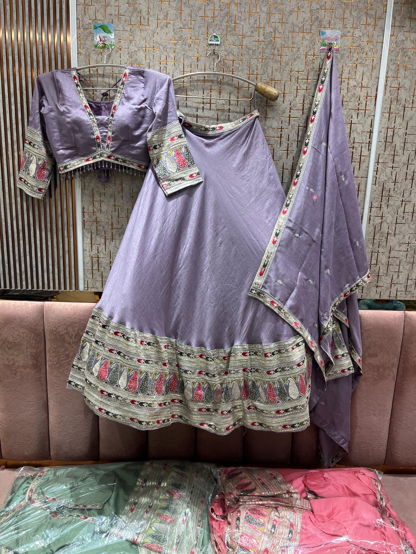 Elegant Lavender Crop Top Lehenga