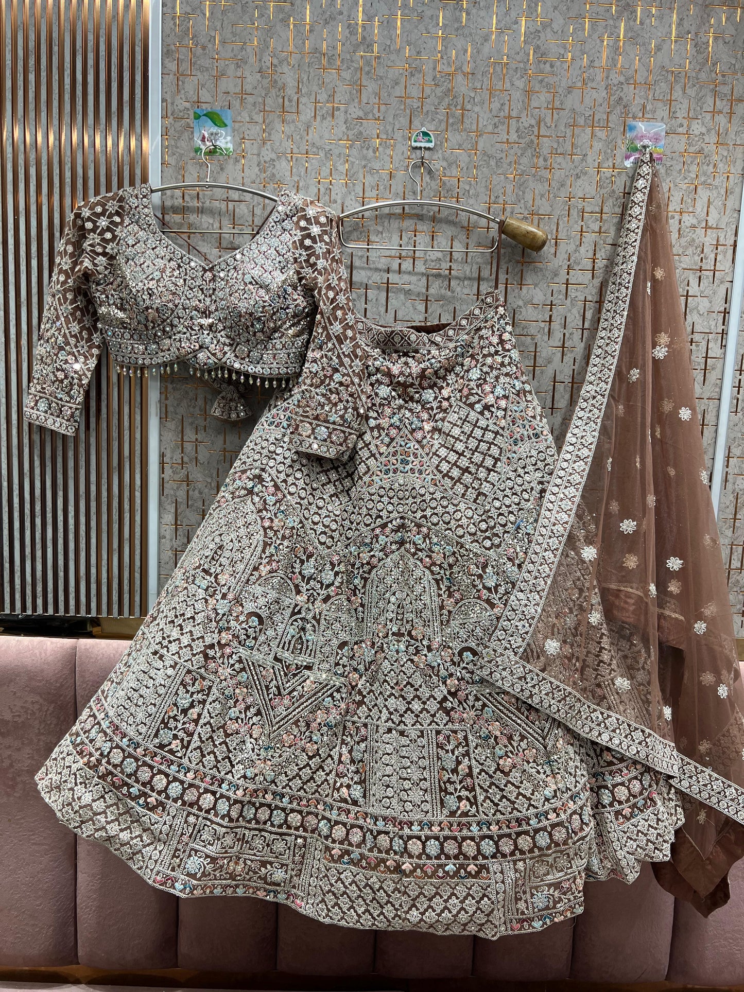 Elegant Sky blue crop top Lehenga