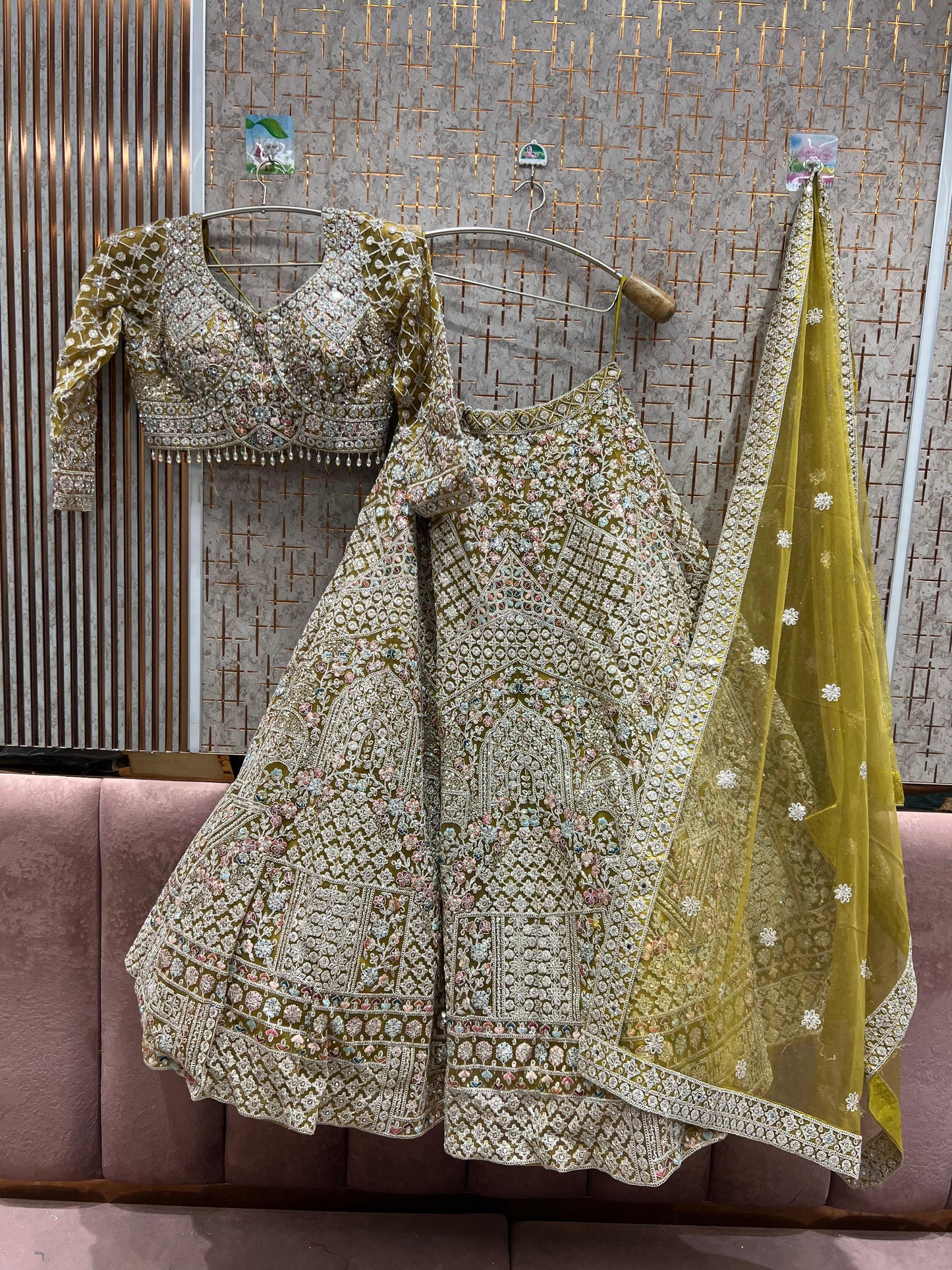 Elegant Sky blue crop top Lehenga