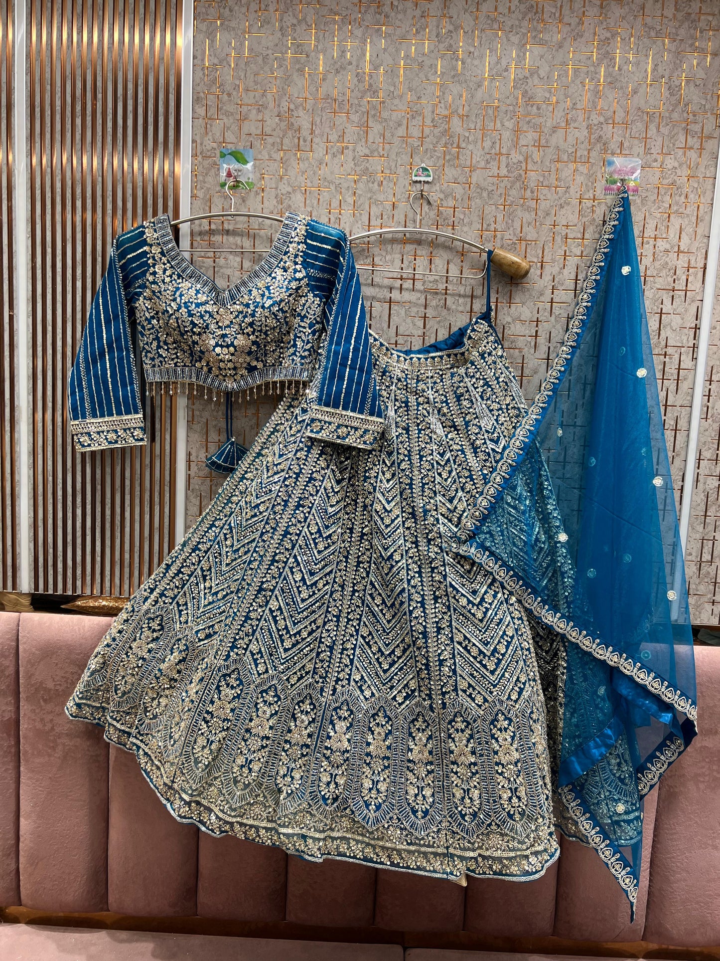 Eye catching orange crop top Lehenga