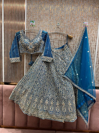 Eye catching orange crop top Lehenga