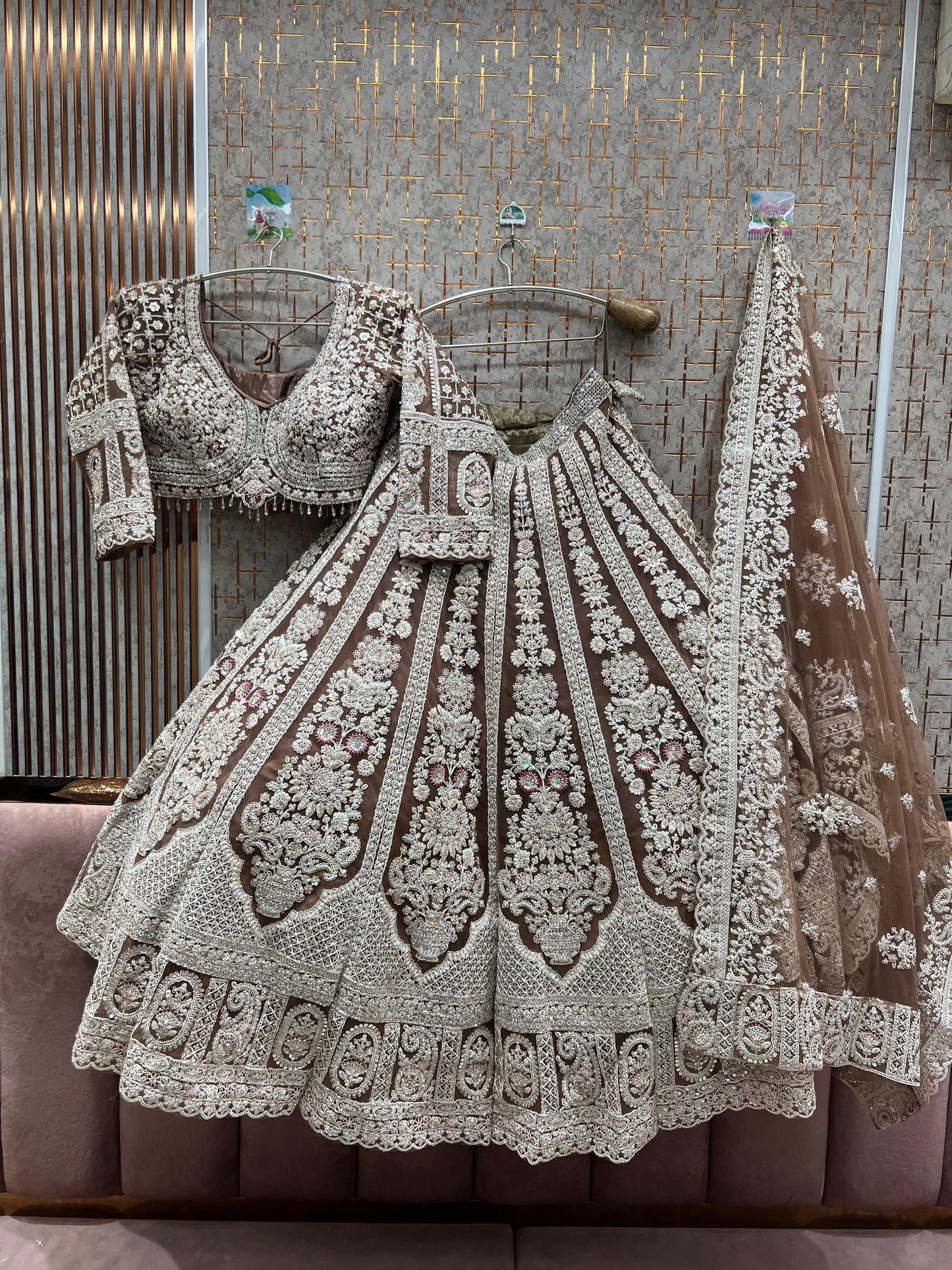 Pleasing Sky blue crop top Lehenga