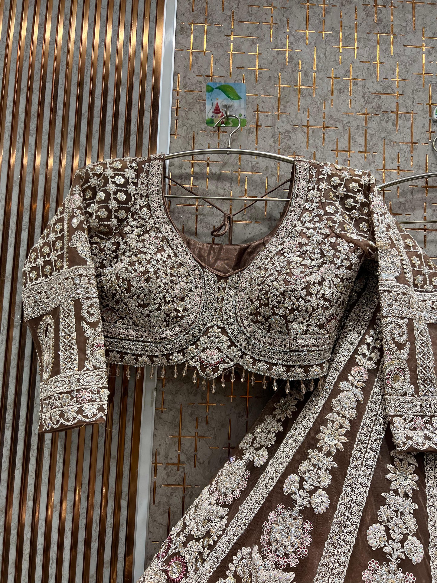 Pleasing Sky blue crop top Lehenga