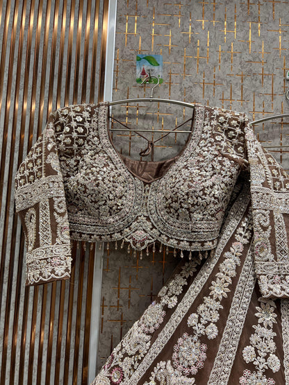 Pleasing Sky blue crop top Lehenga