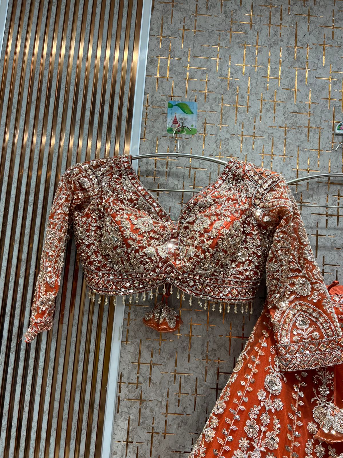 Something different peach pink crop top Lehenga