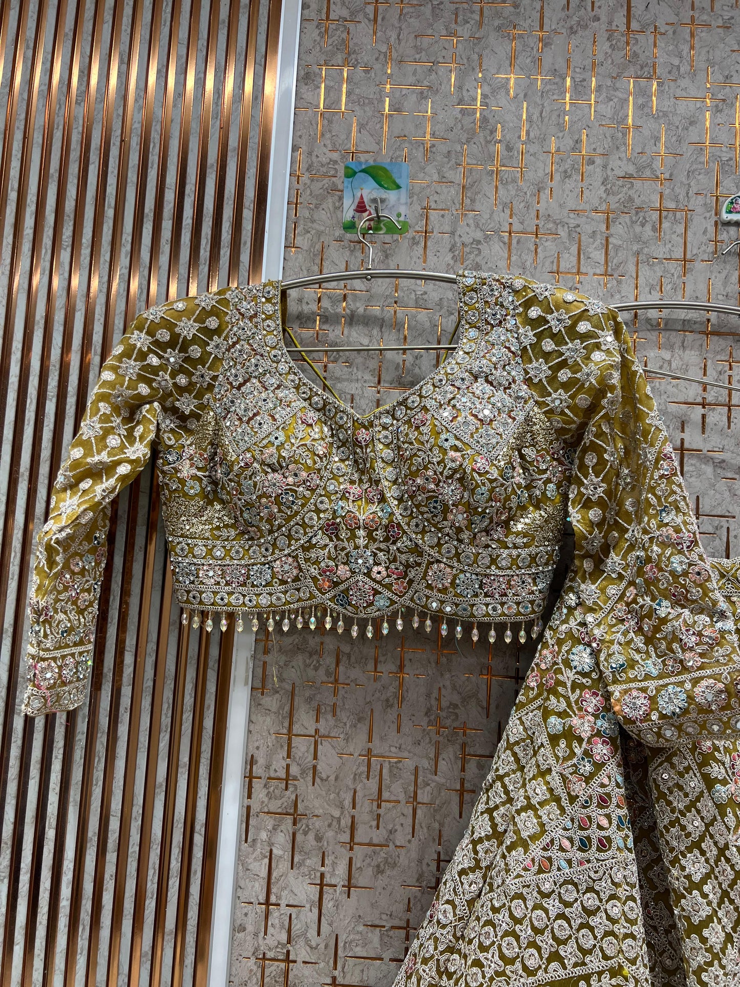 Elegant Sky blue crop top Lehenga