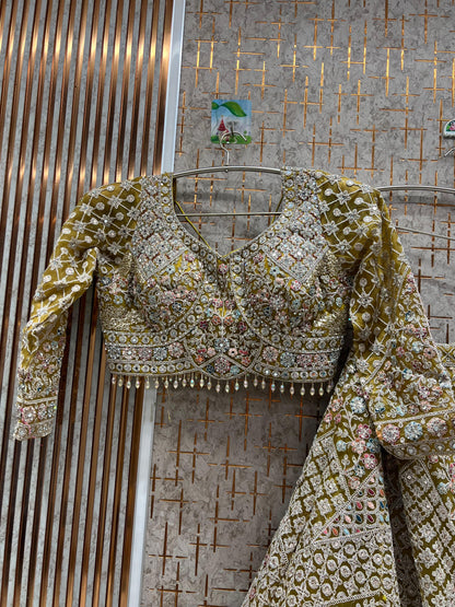 Elegant Sky blue crop top Lehenga