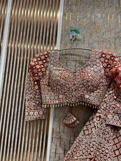 Elegant Sky blue crop top Lehenga