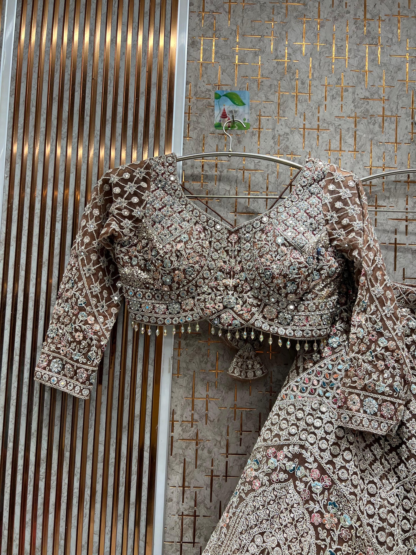 Elegant Sky blue crop top Lehenga