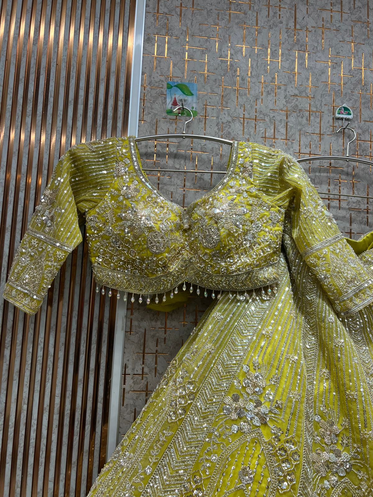 Tremendous yellow Haldi mehendi crop top Lehenga