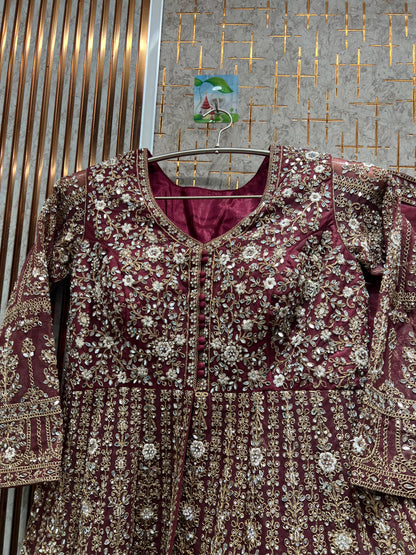 Stunning Sky blue Peplum long Dress Farshi Gaharara Bridal Dress Muslim Special