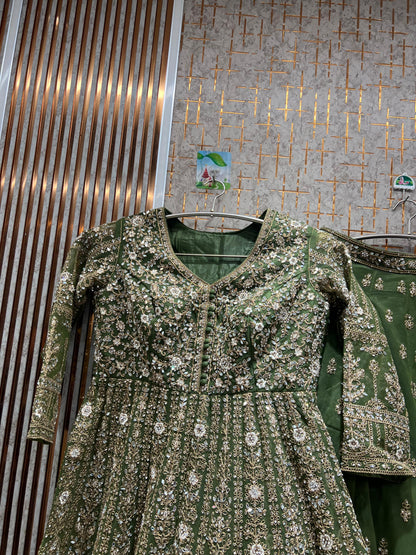 Stunning Sky blue Peplum long Dress Farshi Gaharara Bridal Dress Muslim Special