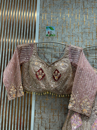 Khoobsurat Sky blue Crop top Lehenga