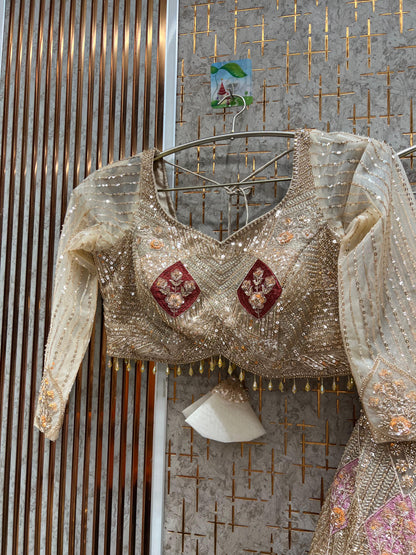 Khoobsurat Sky blue Crop top Lehenga