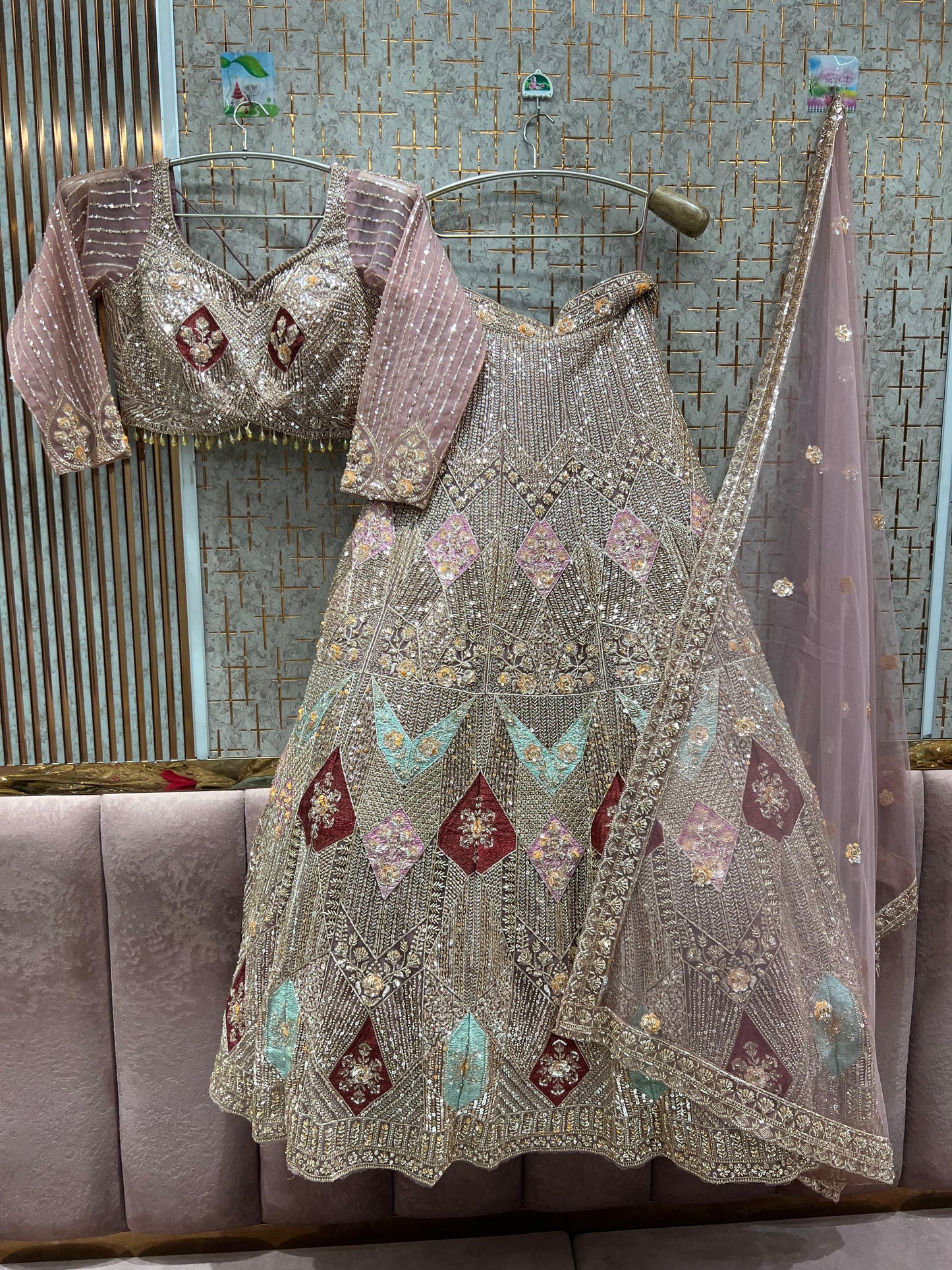 Khoobsurat Sky blue Crop top Lehenga