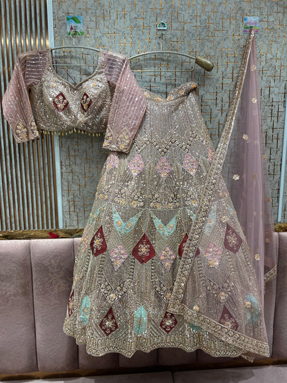 Khoobsurat Sky blue Crop top Lehenga