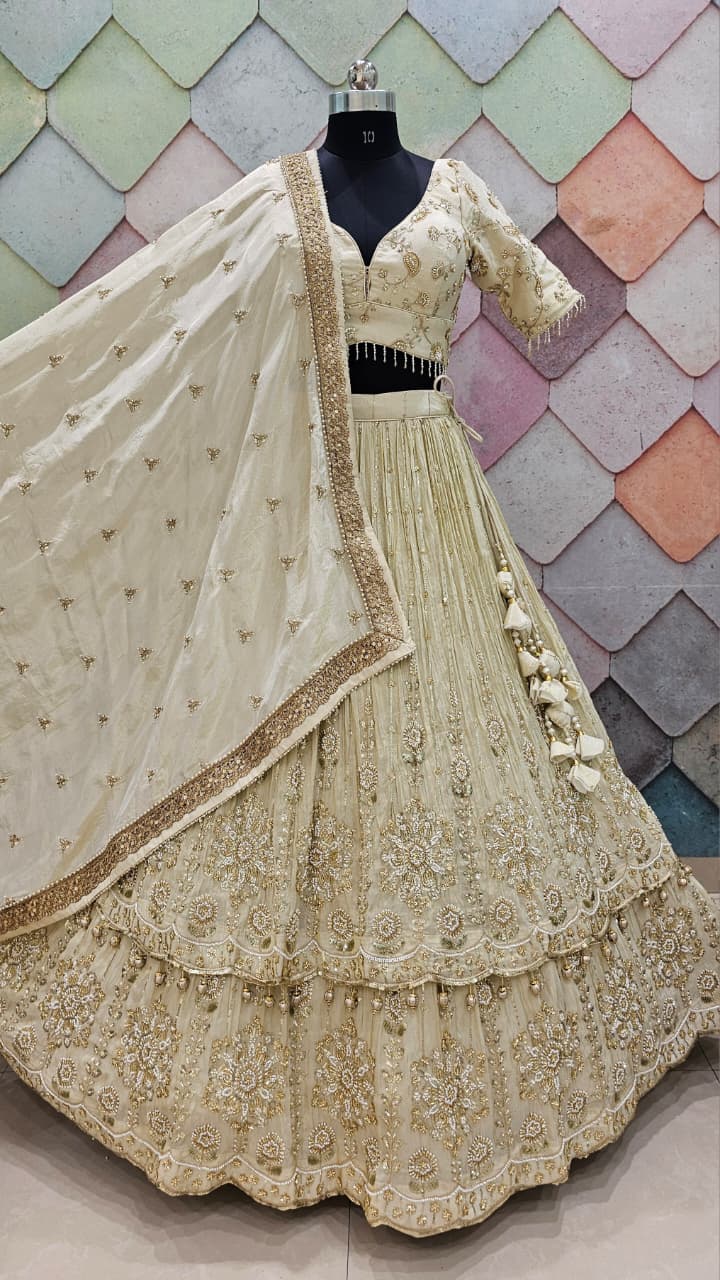 Designer golden Crop top Lehenga
