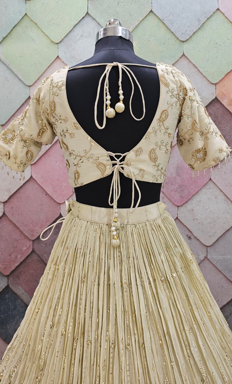 Designer golden Crop top Lehenga