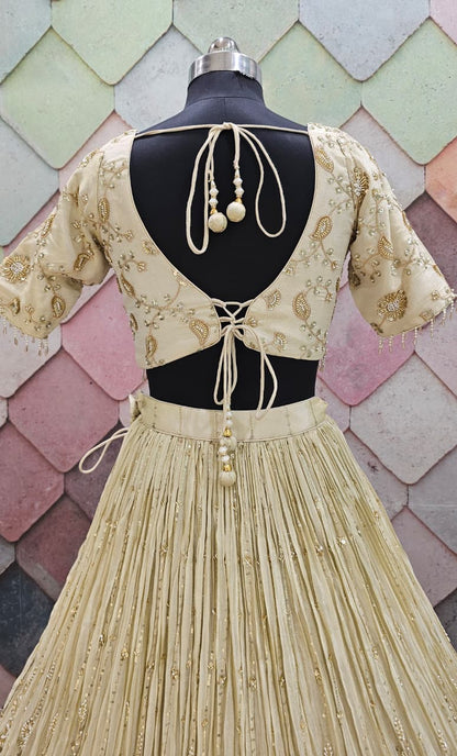 Designer golden Crop top Lehenga