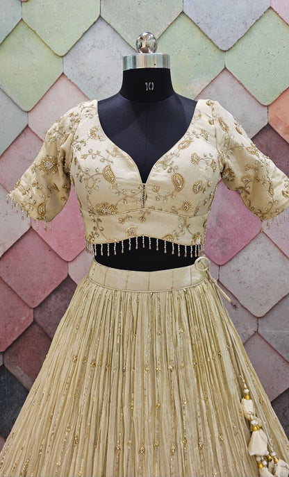 Designer golden Crop top Lehenga