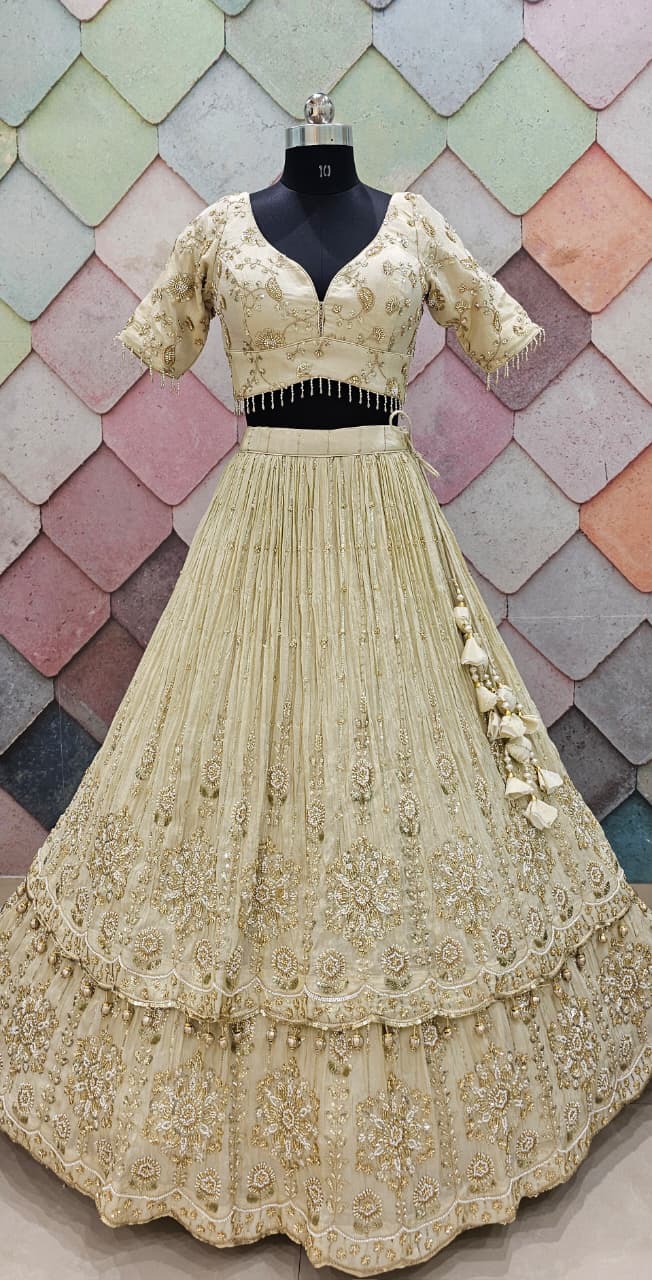 Designer golden Crop top Lehenga