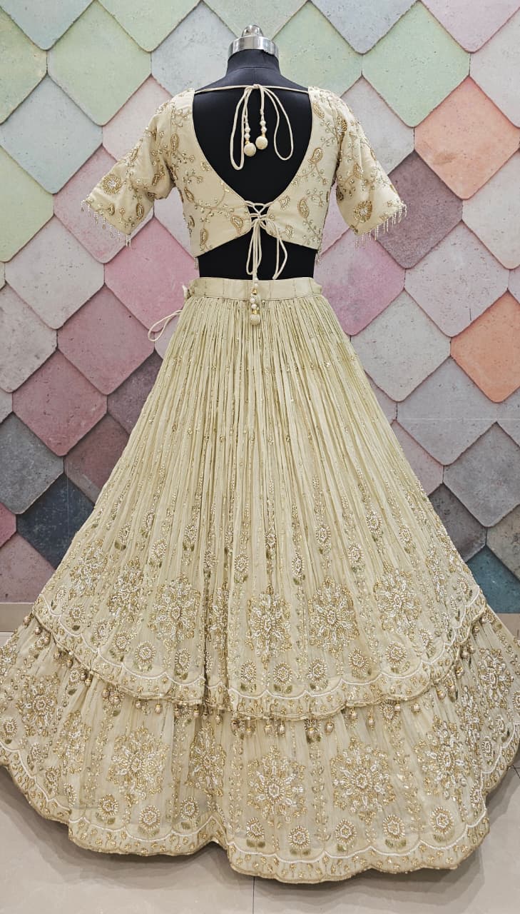 Designer golden Crop top Lehenga
