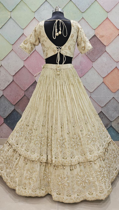 Designer golden Crop top Lehenga