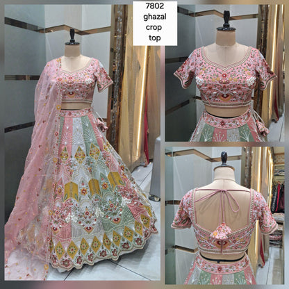 Ghazal pink green Crop Top lehenga happy customer