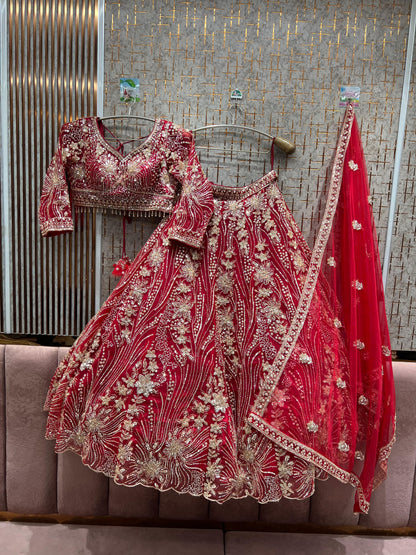 Awesome red Crop Top lehenga