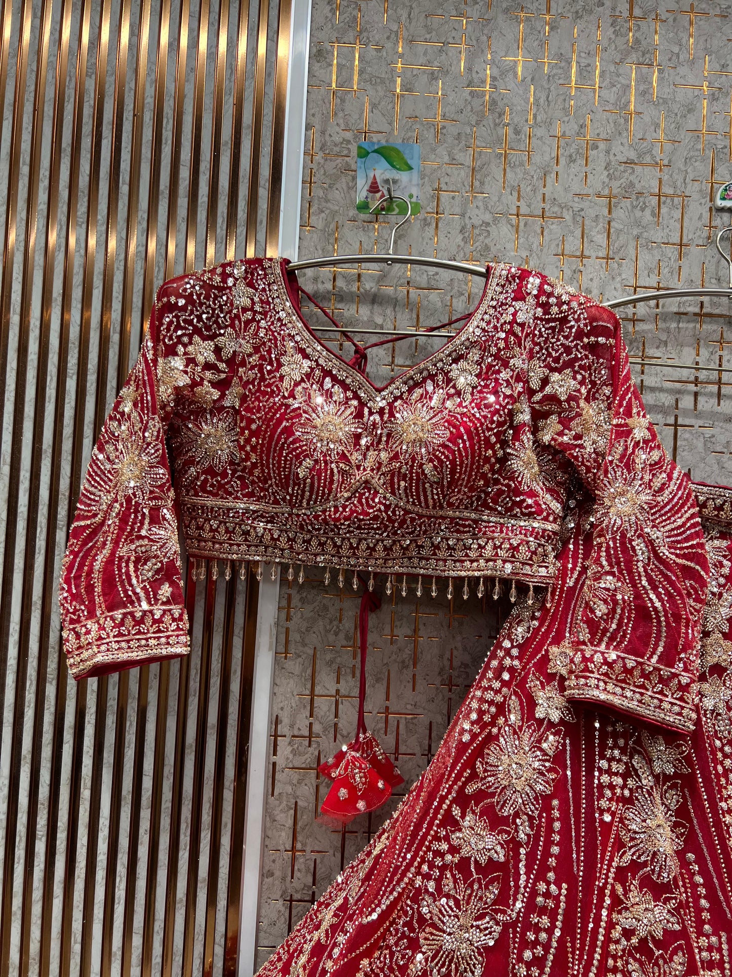 Awesome red Crop Top lehenga