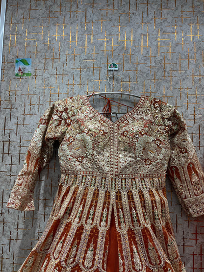 Designer Sky blue Peplum long Dress Farshi Gaharara Bridal Dress Muslim Special