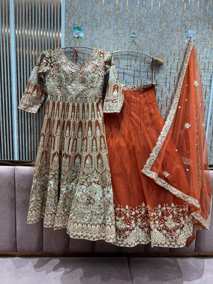 Designer Sky blue Peplum long Dress Farshi Gaharara Bridal Dress Muslim Special