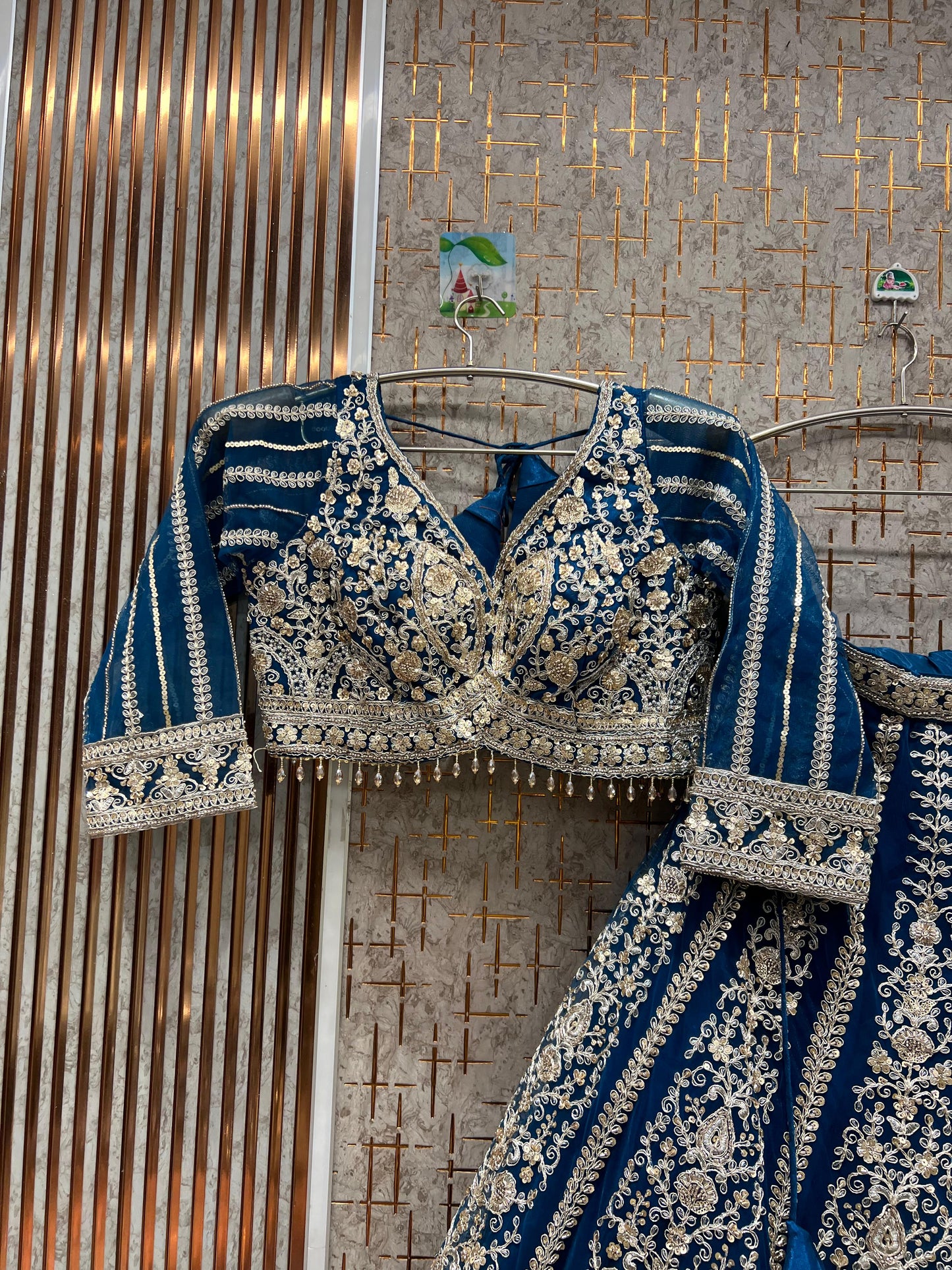 Stunning Sky blue Crop Top Lehenga