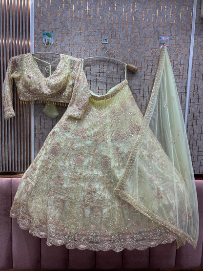 Eye catching Sky blue Crop Top Lehenga