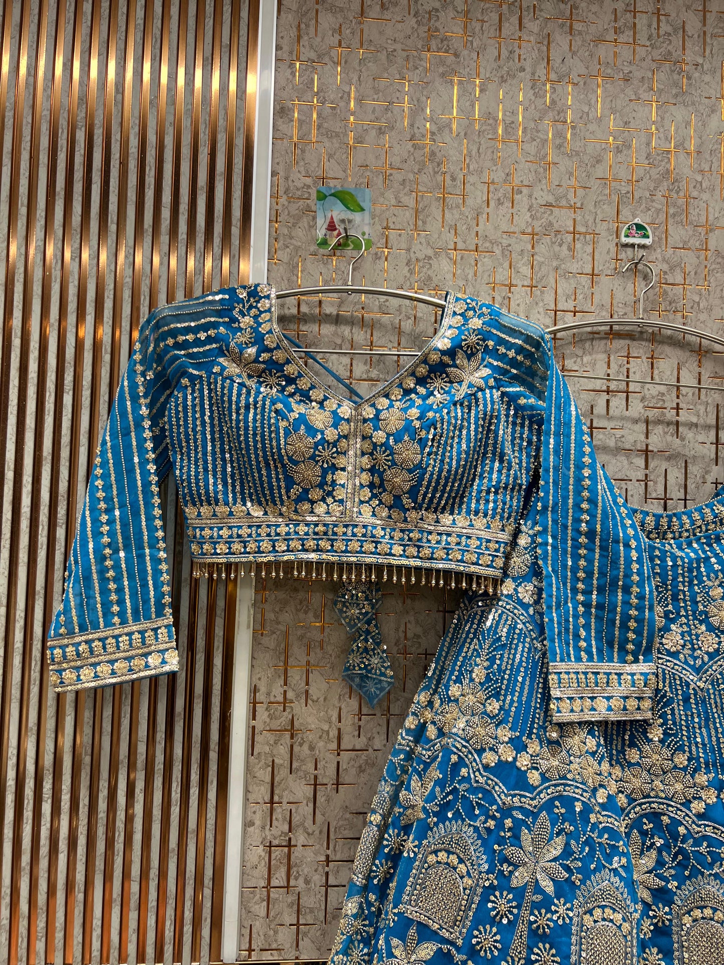 Eye catching Sky blue Crop Top Lehenga