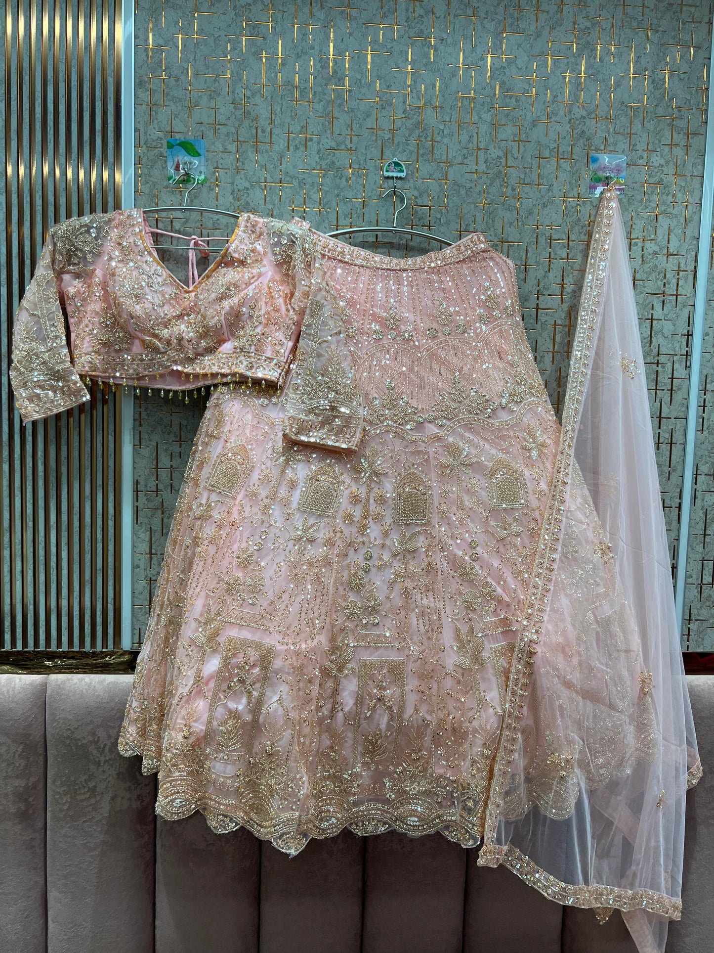 Eye catching Sky blue Crop Top Lehenga