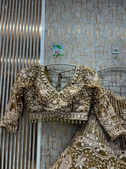 Eye catching Sky blue Crop Top Lehenga